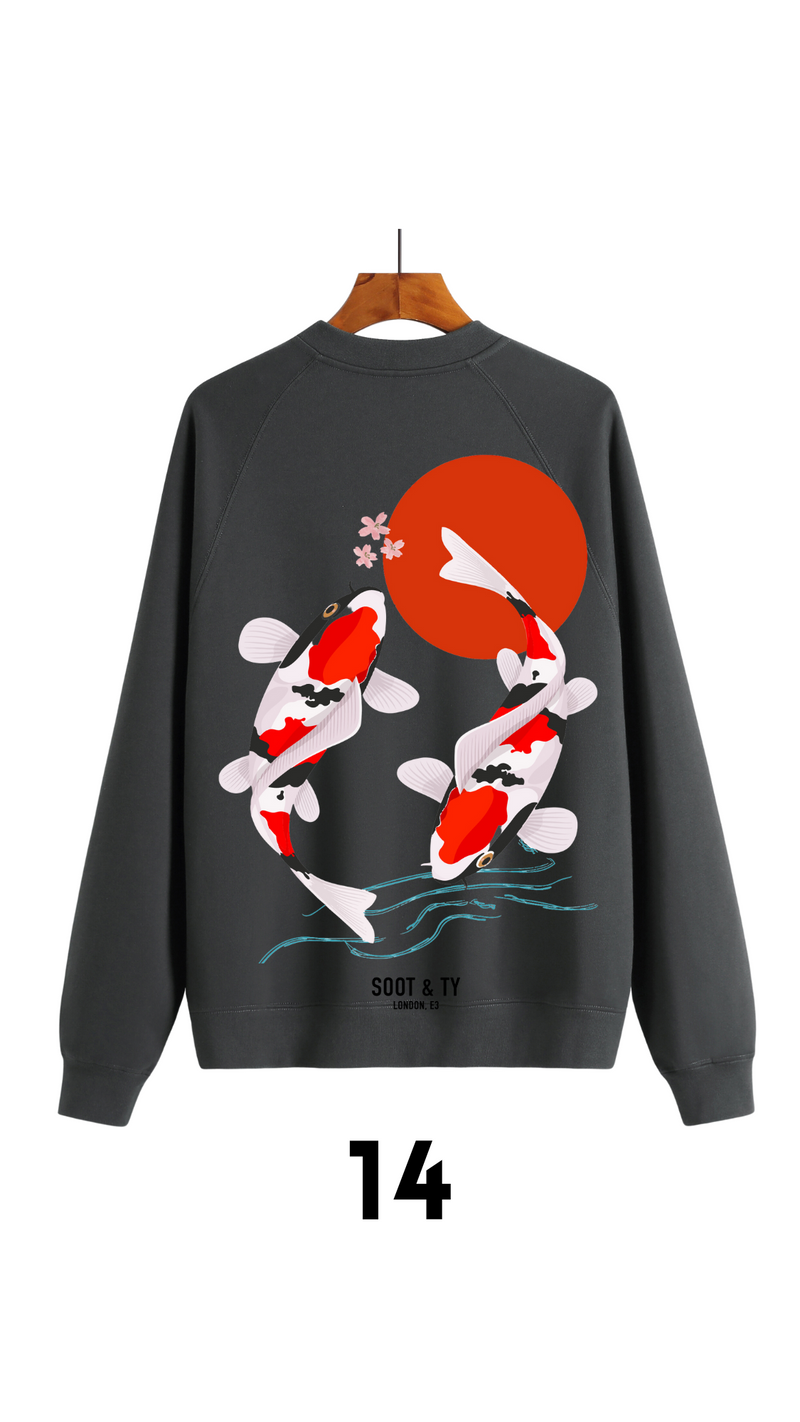 Soot and Ty Reflective Koi Print Relaxed Fit Sweatshirt