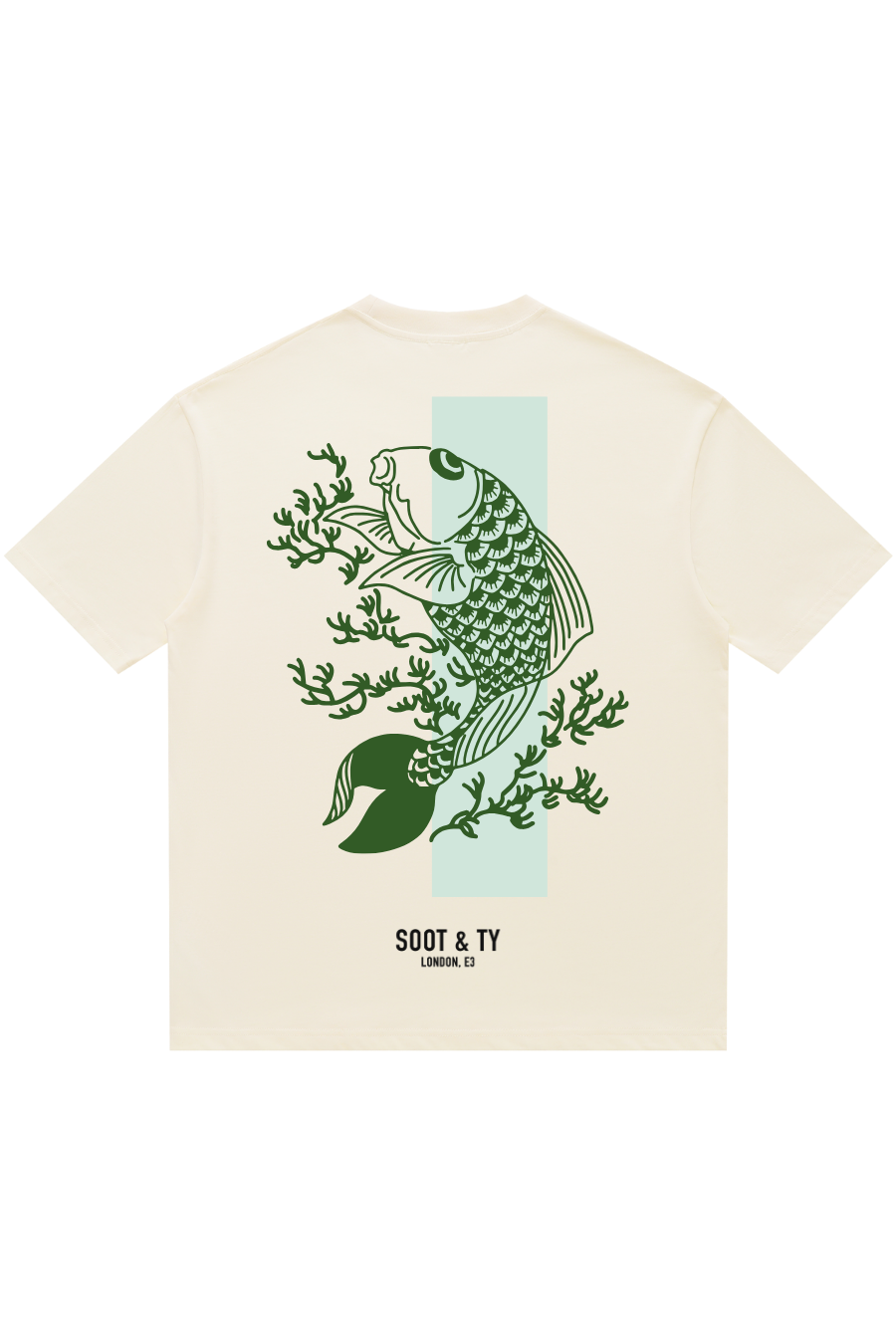 Soot and Ty Coral Koi Green Relaxed Fit T-Shirt