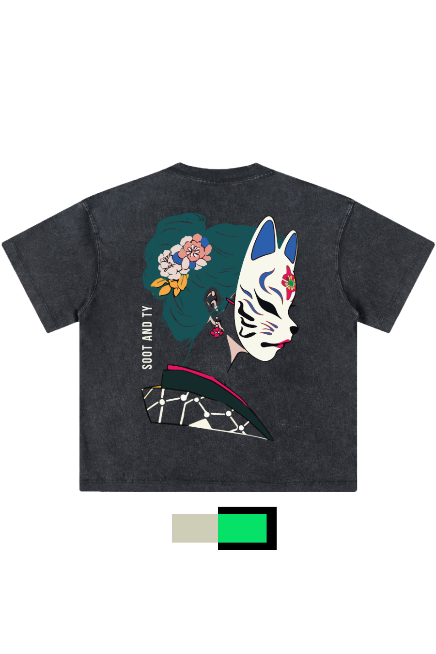 Glow in Dark Mask Relaxed Fit T-Shirt Stonewash Black