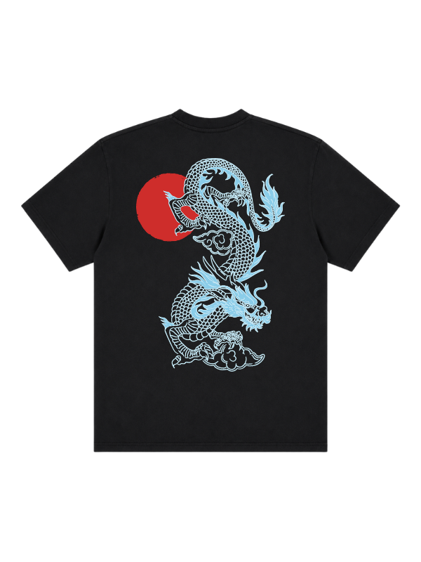 Blue Dragon Graphic Stonewash Oversize Fit T-Shirt