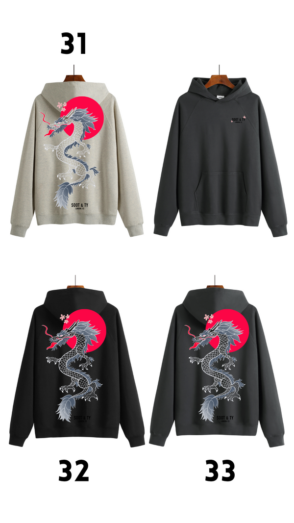Soot and Ty Reflective Dragon Print Relaxed Fit Hoodie