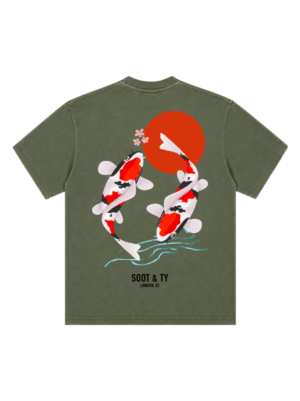 Koi Graphic Stonewash Oversize Fit T-Shirt