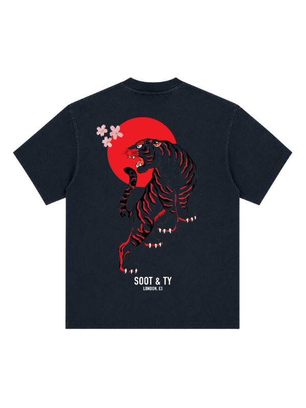 Tiger Graphic Stonewash Oversize Fit T-Shirt