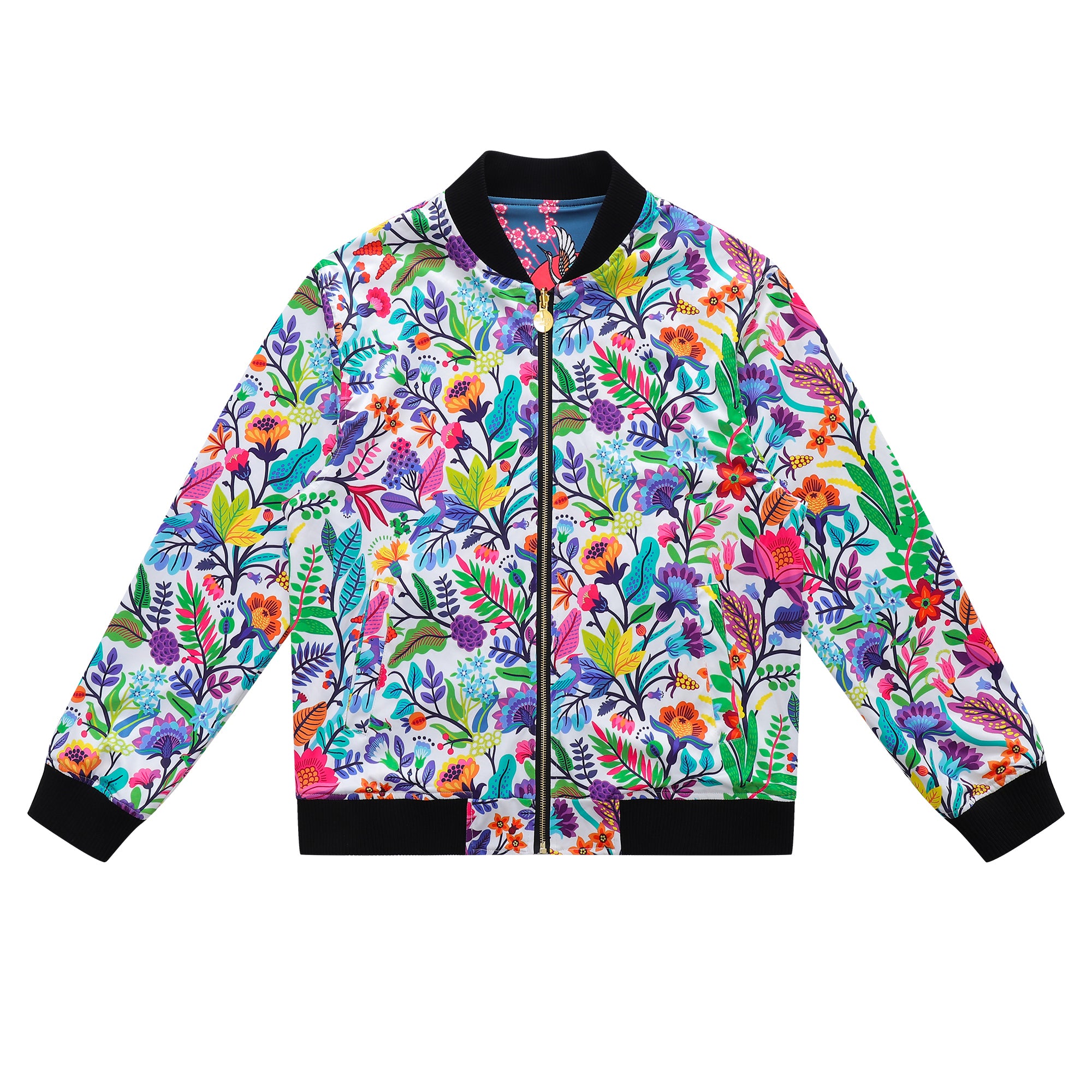 Soot and Ty Reversible Summer Garden Floral Bomber Jacket