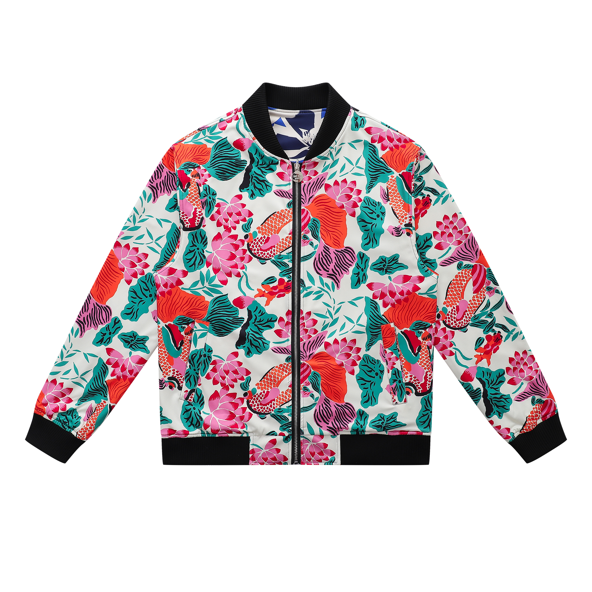 Soot and Ty Koi Green Reversible Bomber Jacket Unisex