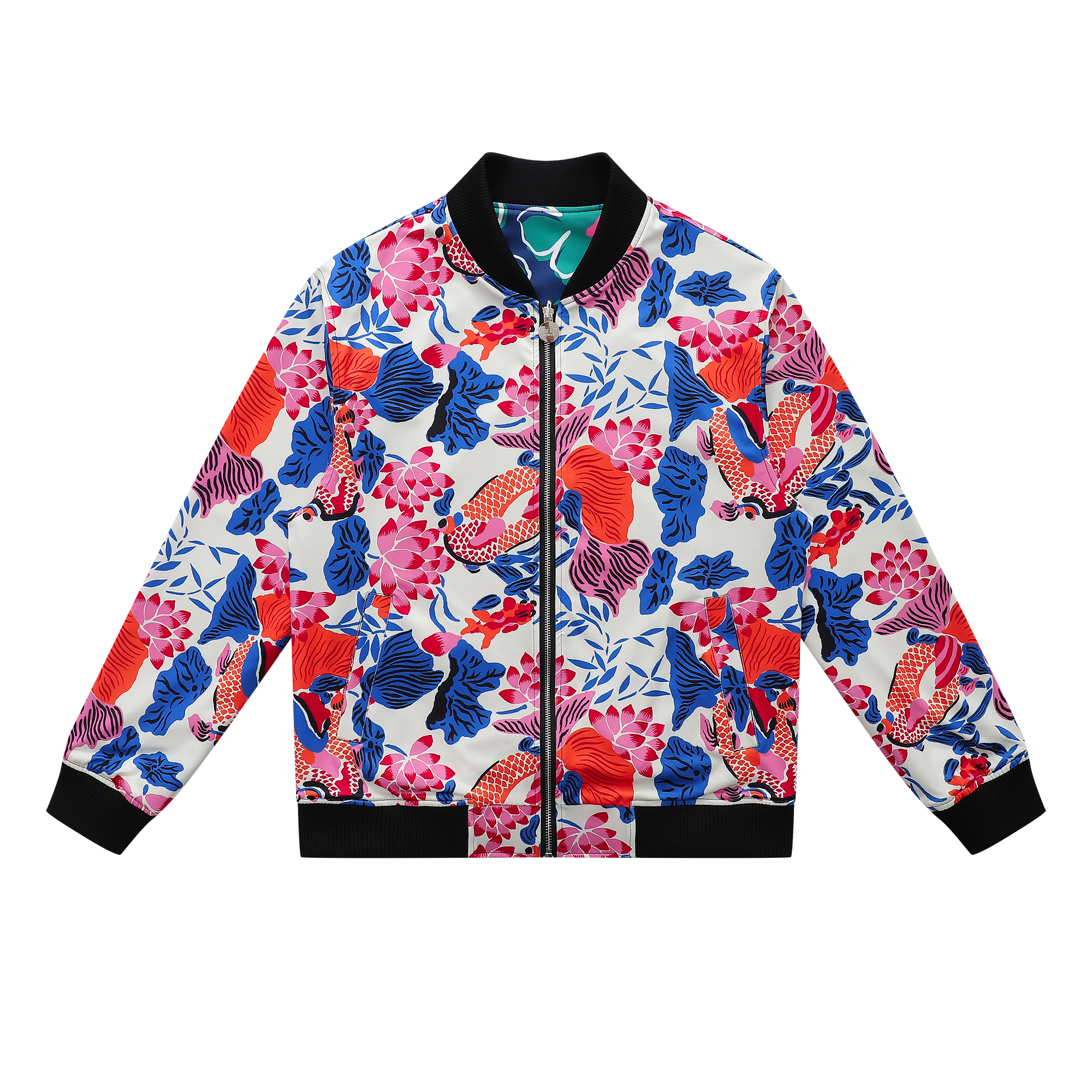 Soot and Ty Koi Orange Reversible Bomber Jacket Unisex