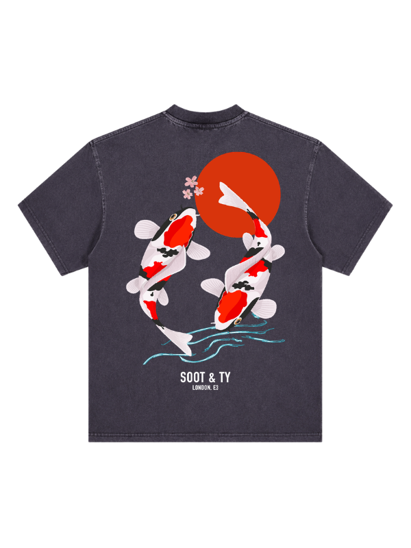 Koi Graphic Stonewash Oversize Fit T-Shirt