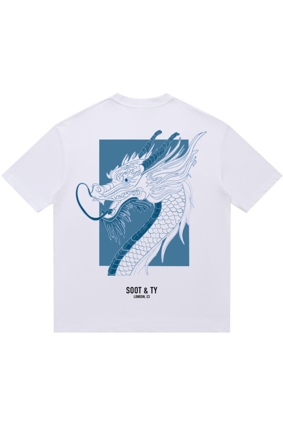 Soot and Ty Blue Square Dragon Relaxed Fit T-Shirt