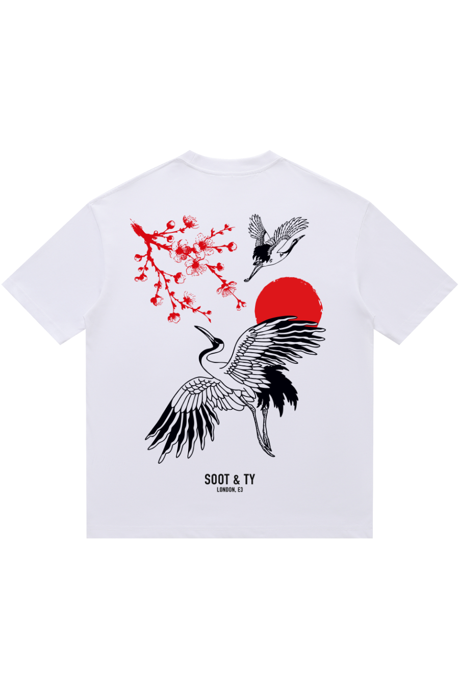 Soot and Ty Black Cranes Relaxed Fit T-Shirt