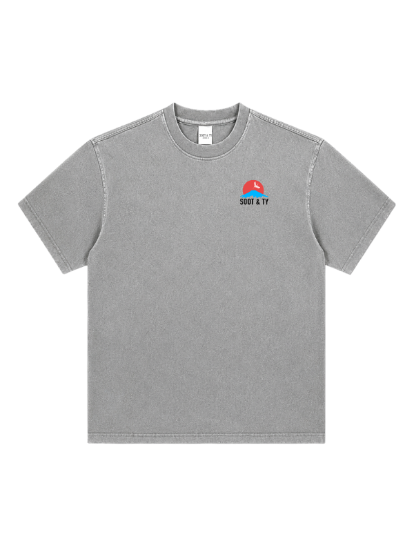 Plum Crane Graphic Stonewash Oversize Fit T-Shirt