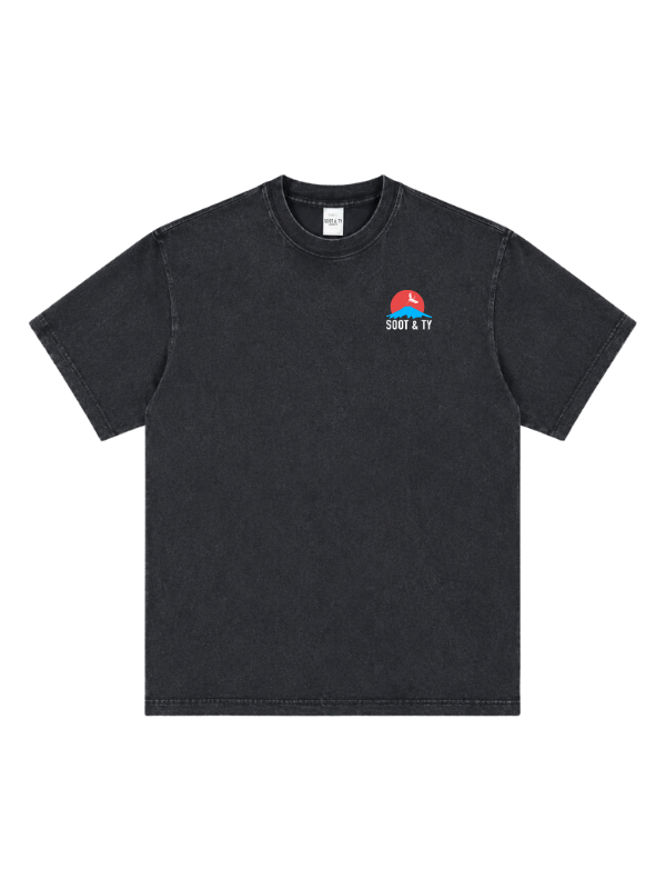 Pretty Crane Graphic Stonewash Oversize Fit T-Shirt