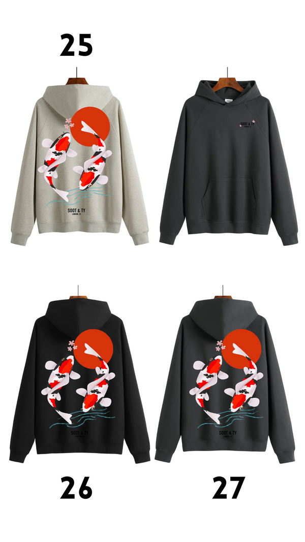 Soot and Ty Reflective Koi Print Relaxed Fit Hoodie