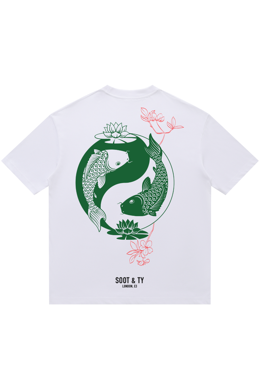 Soot and Ty Green Ying Yang Koi Relaxed Fit T-Shirt
