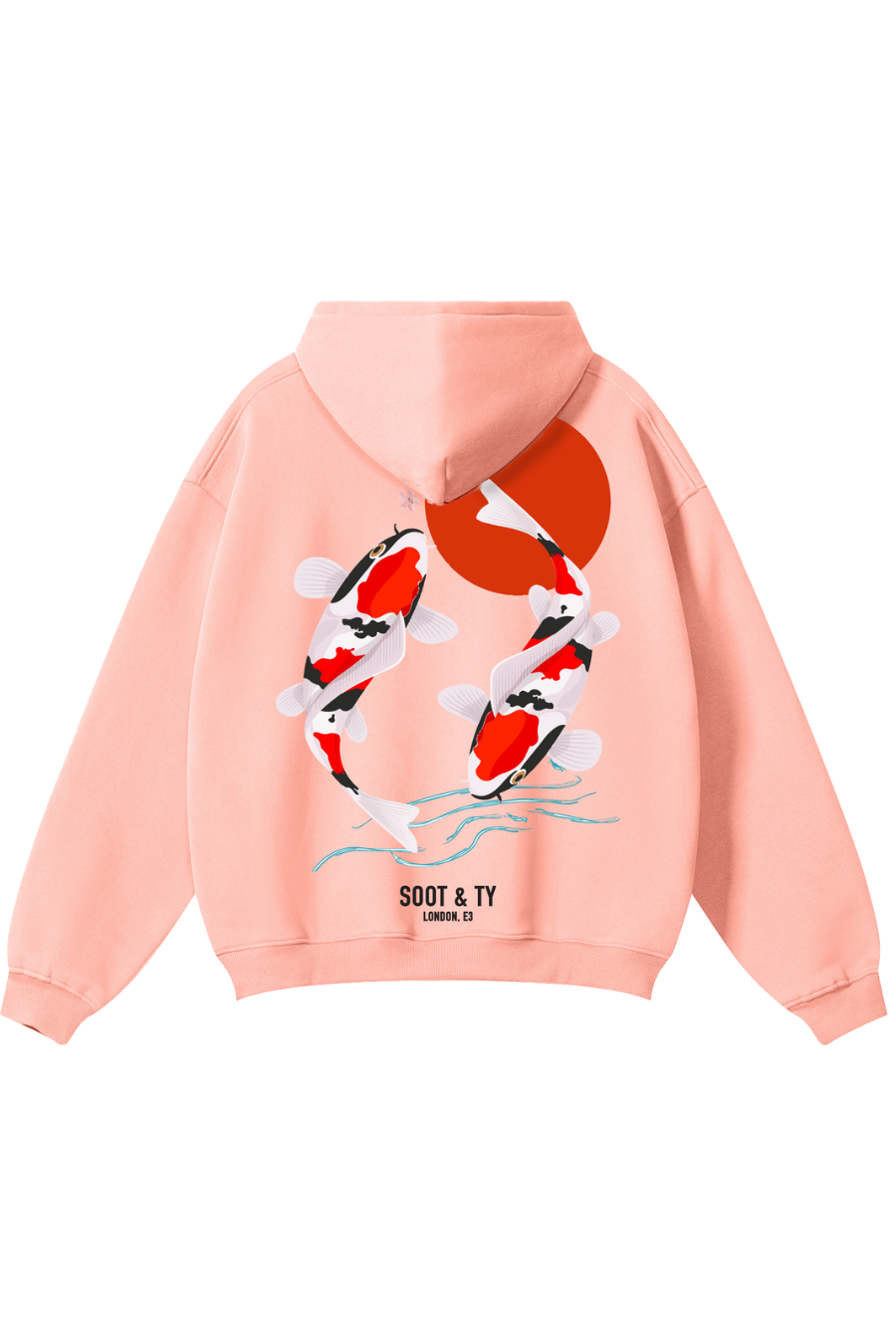 Soot and Ty Reflective Koi Print Relaxed Fit Salmon hoodie