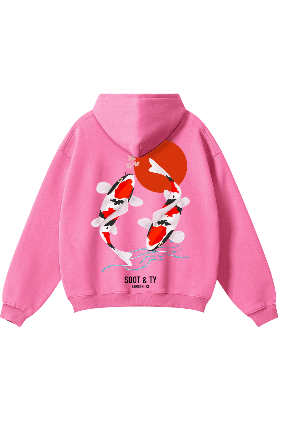 Soot and Ty Reflective Koi Print Relaxed Fit Pink Hoodie