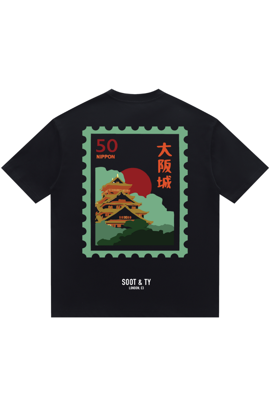 Soot and Ty Mint Osaka Palace Print Relaxed Fit T-Shirt