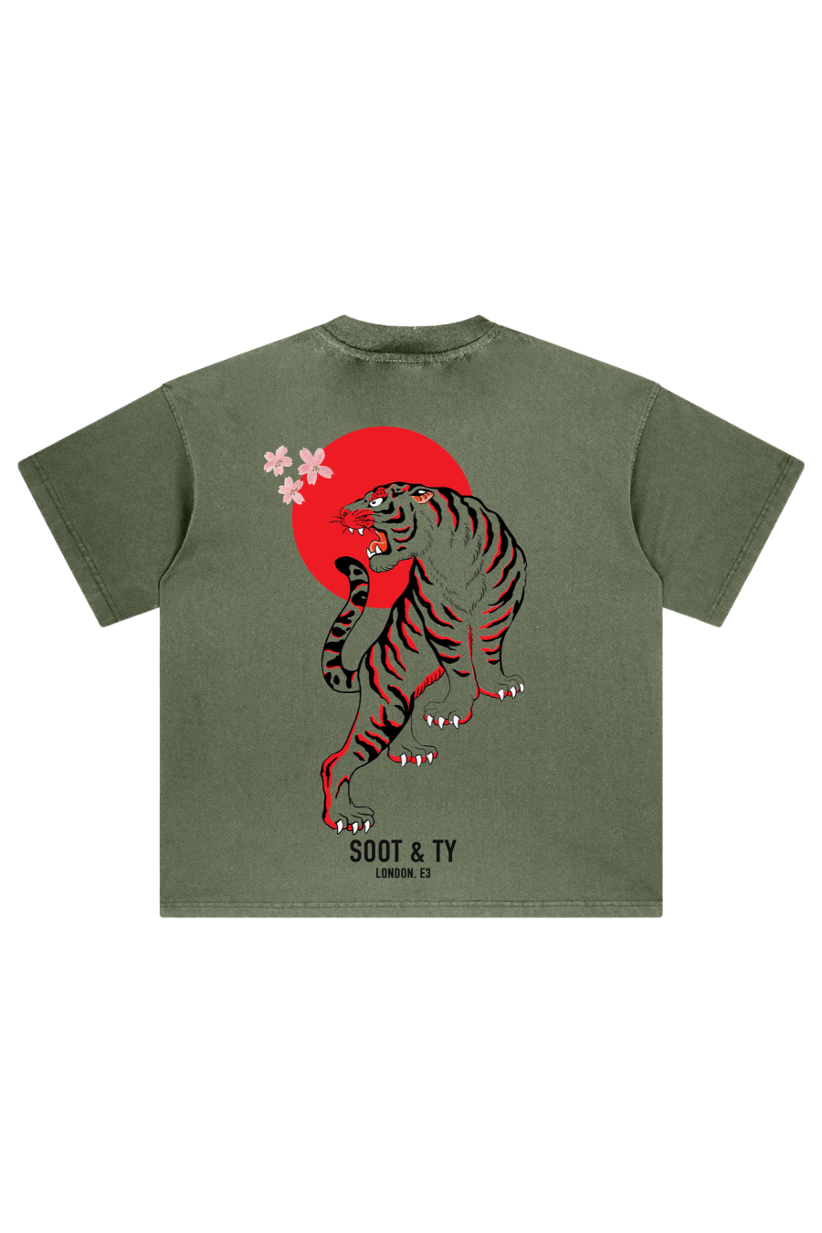 Soot and Ty Stonewash Tiger Relaxed Fit T-Shirt