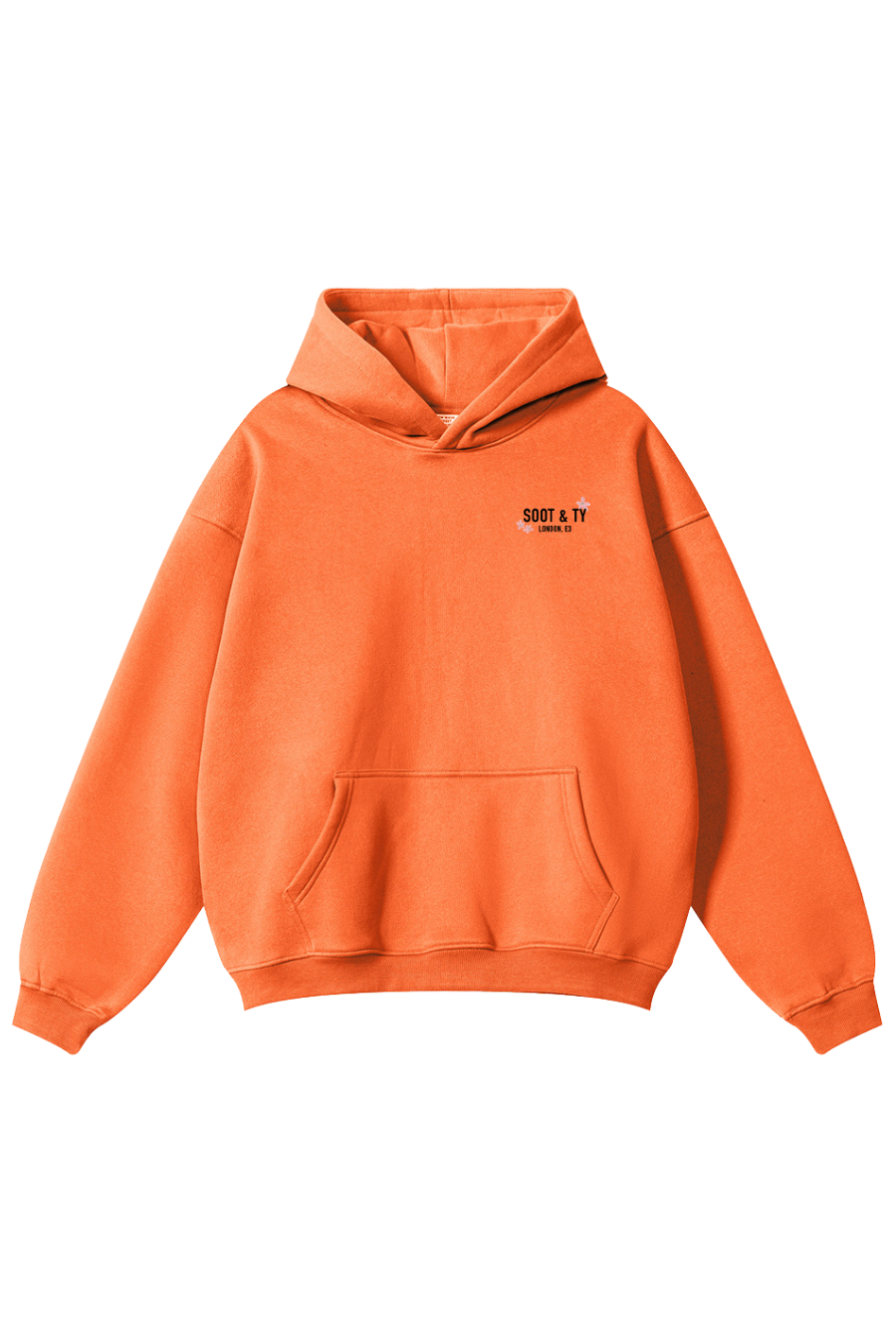 Soot and Ty Reflective Flying Crane Print Relaxed Fit Orange Hoodie