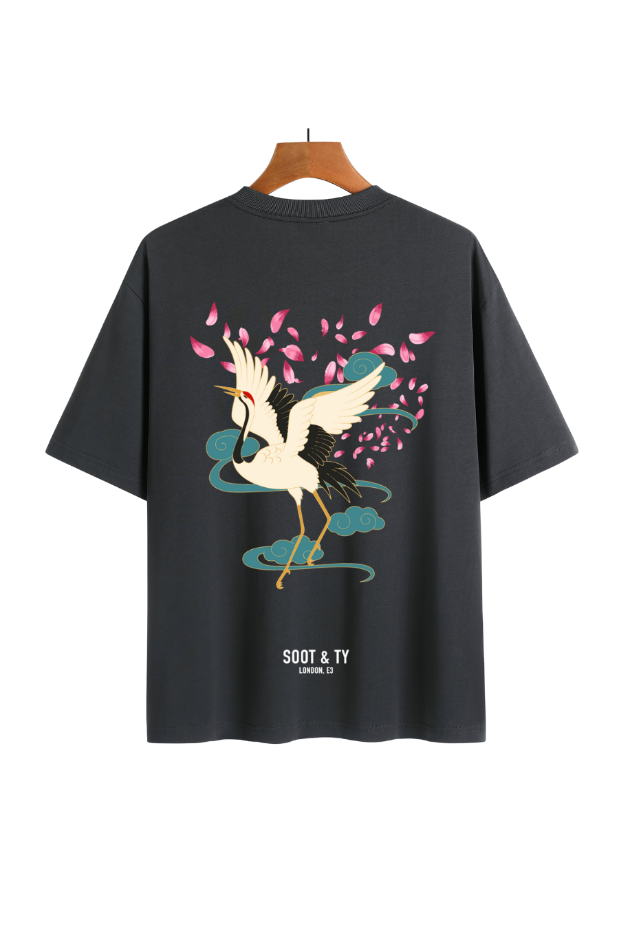 Soot and Ty Dancing Crane Print Relaxed Fit T-Shirt