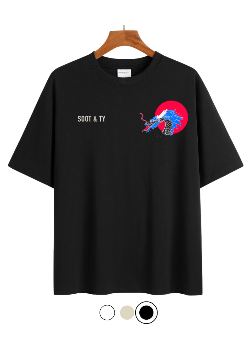 Soot and Ty Dragon Chest Logo Relaxed Fit T-Shirt