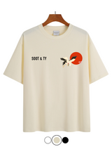 Soot and Ty Flying Crane Chest Logo Relaxed Fit T-Shirt