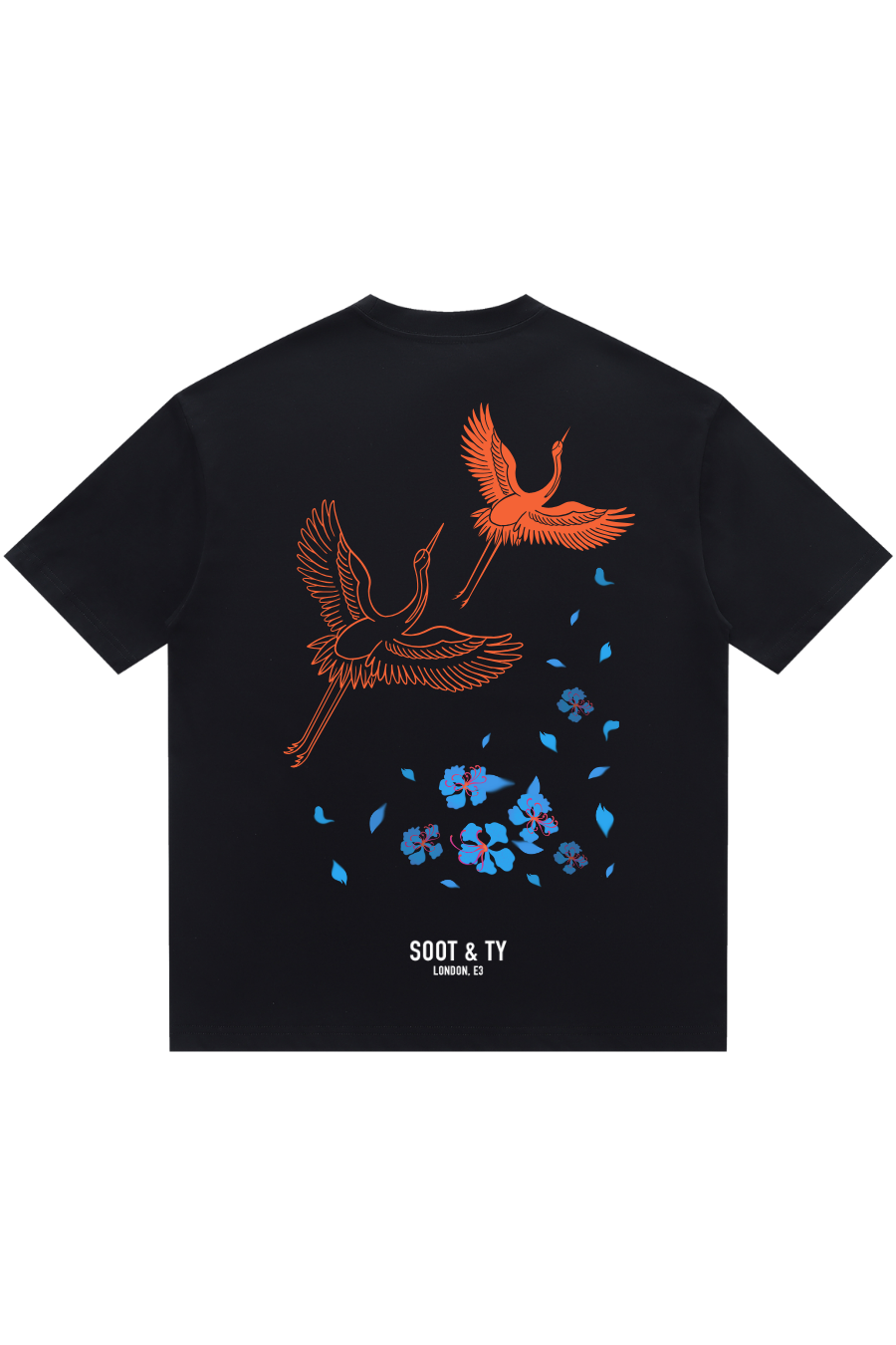 Soot and Ty Orange Cranes Relaxed Fit T-Shirt