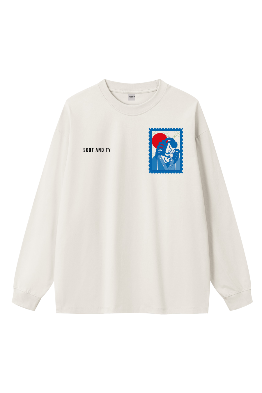 Samurai Warrior Stamp Oversize Long T-Shirt