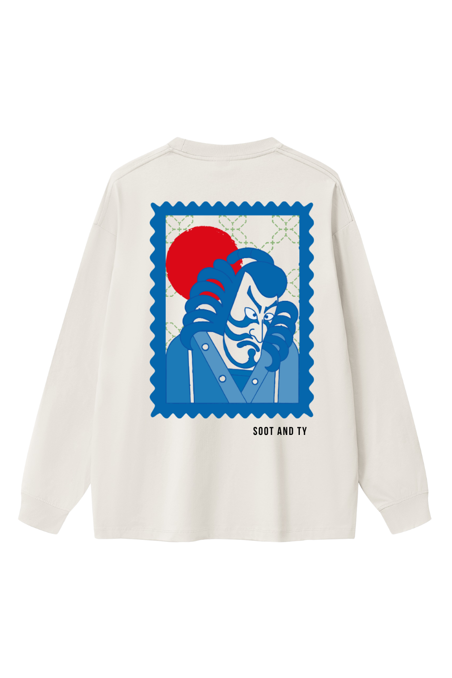 Samurai Warrior Stamp Oversize Long T-Shirt