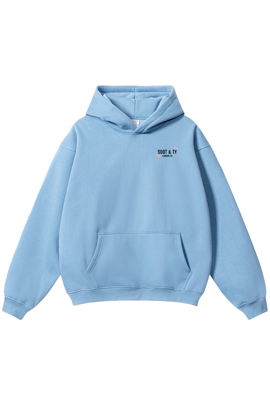 Soot and Ty Reflective Pretty Crane Print Relaxed Fit Light Blue Hoodie