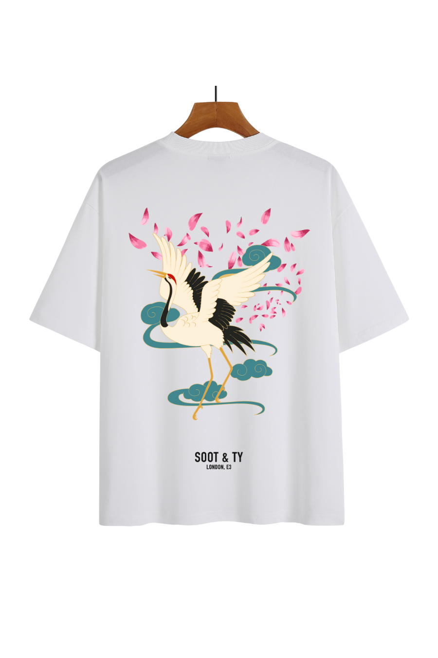 Soot and Ty Dancing Crane Print Relaxed Fit T-Shirt