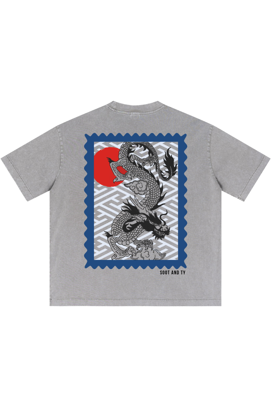 Stonewash Dragon Stamp Oversize Fit T-Shirt