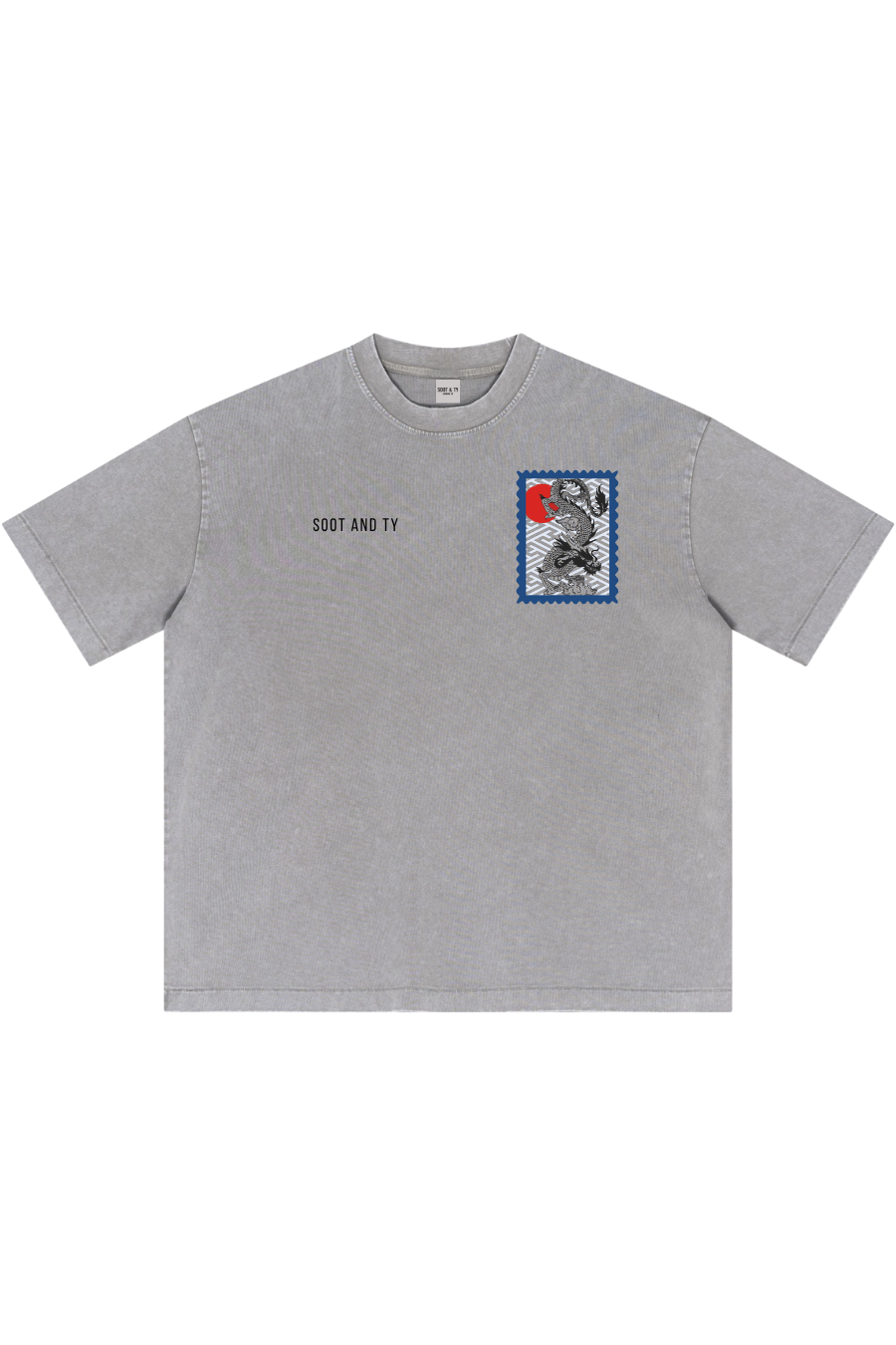 Stonewash Dragon Stamp Oversize Fit T-Shirt
