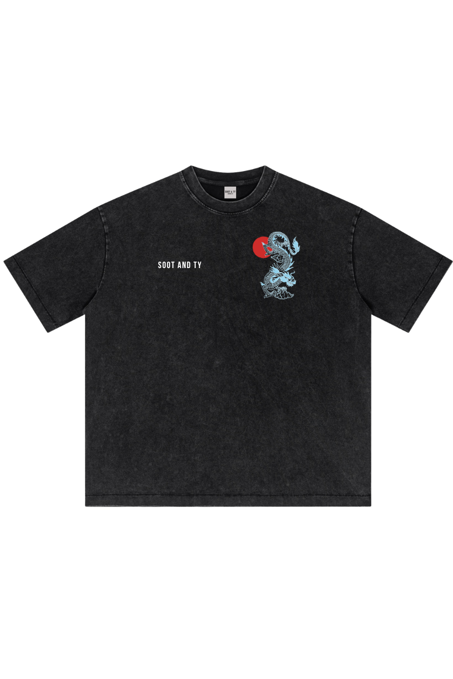 Black Stonewash Neon Dragon Oversize Fit T-Shirt