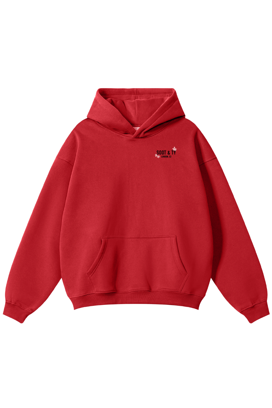 Soot and Ty Reflective Tiger Print Relaxed Fit Red Hoodie