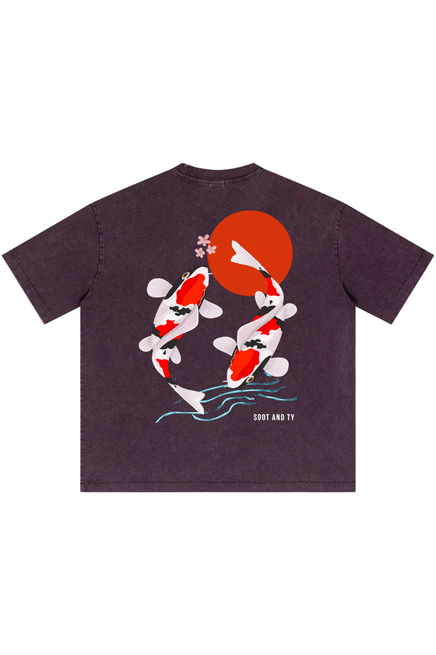 Purple Stonewash Koi Oversize Fit T-Shirt