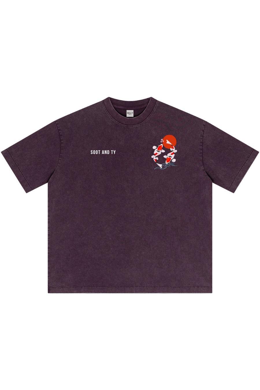 Purple Stonewash Koi Oversize Fit T-Shirt