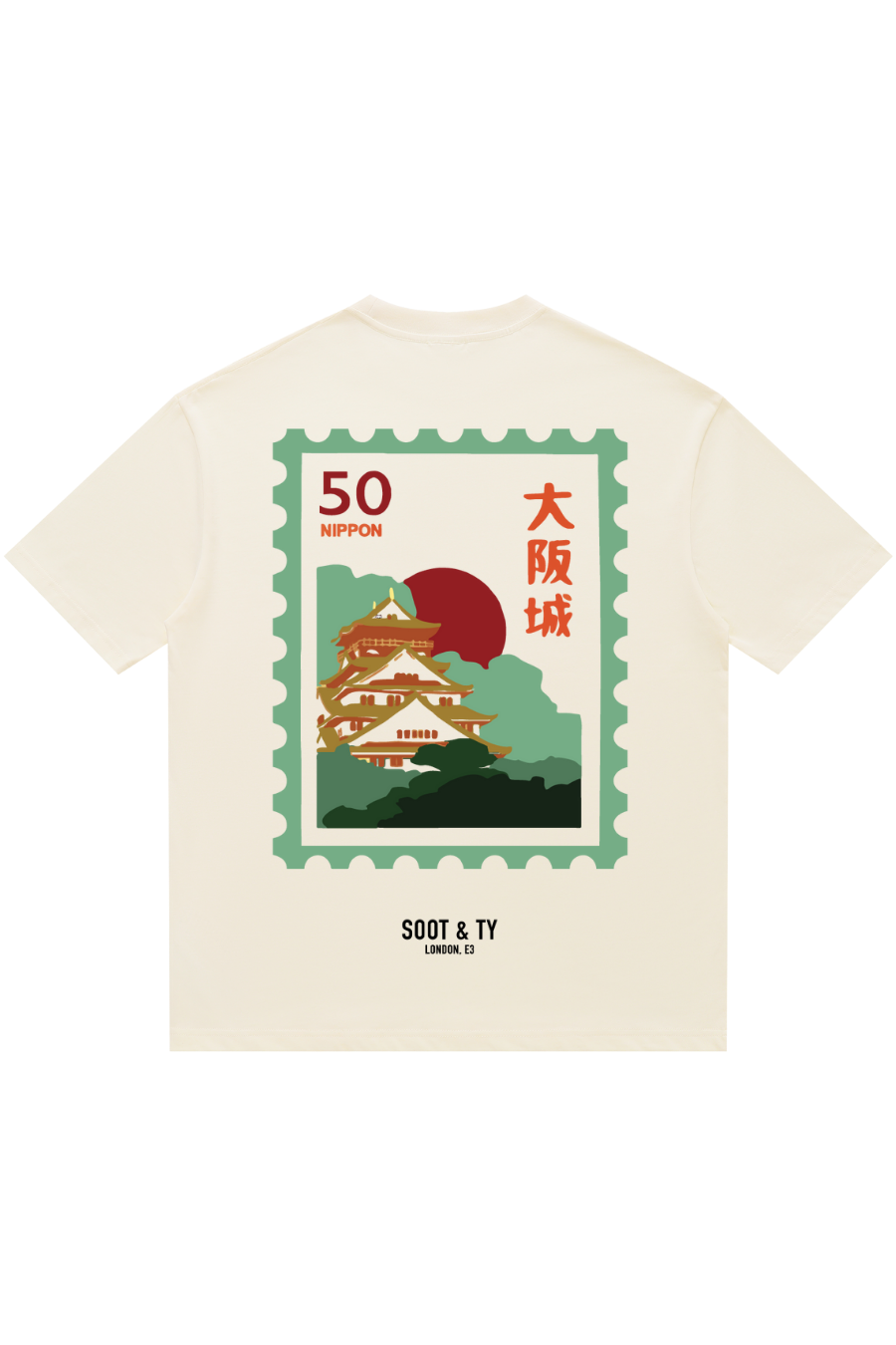 Soot and Ty Mint Osaka Palace Print Relaxed Fit T-Shirt