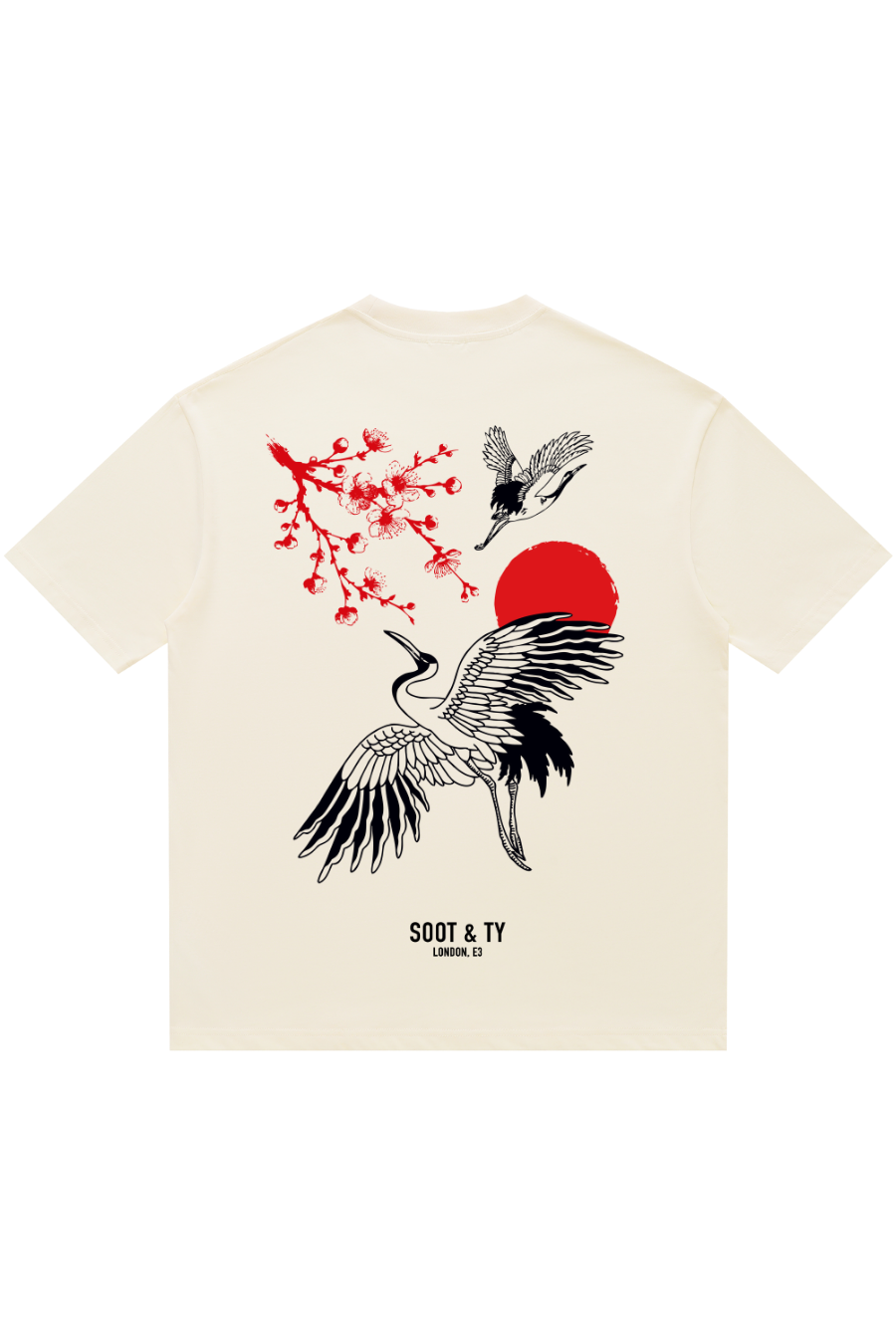 Soot and Ty Black Cranes Relaxed Fit T-Shirt