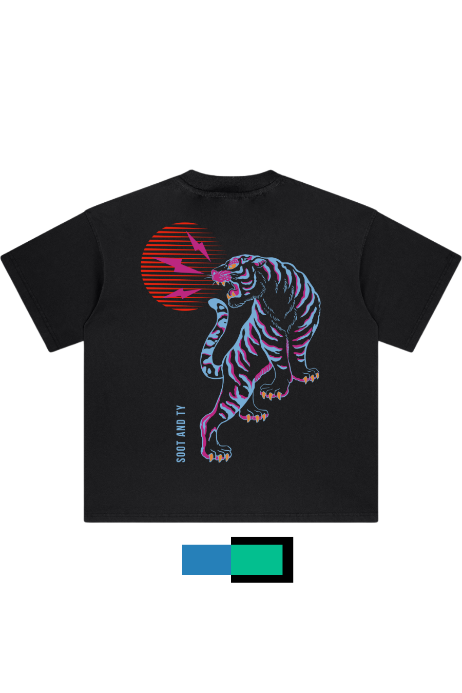 Glow in Dark Neon Tiger Relaxed Fit T-Shirt Black
