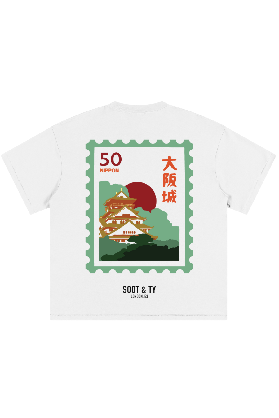 Soot and Ty Mint Osaka Palace Print Relaxed Fit T-Shirt