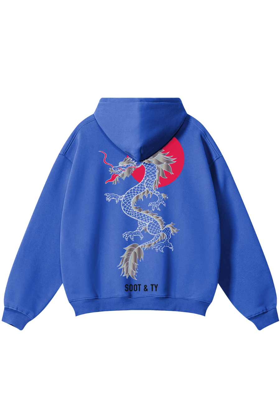Reflective Dragon Print Relaxed Fit Hoodie