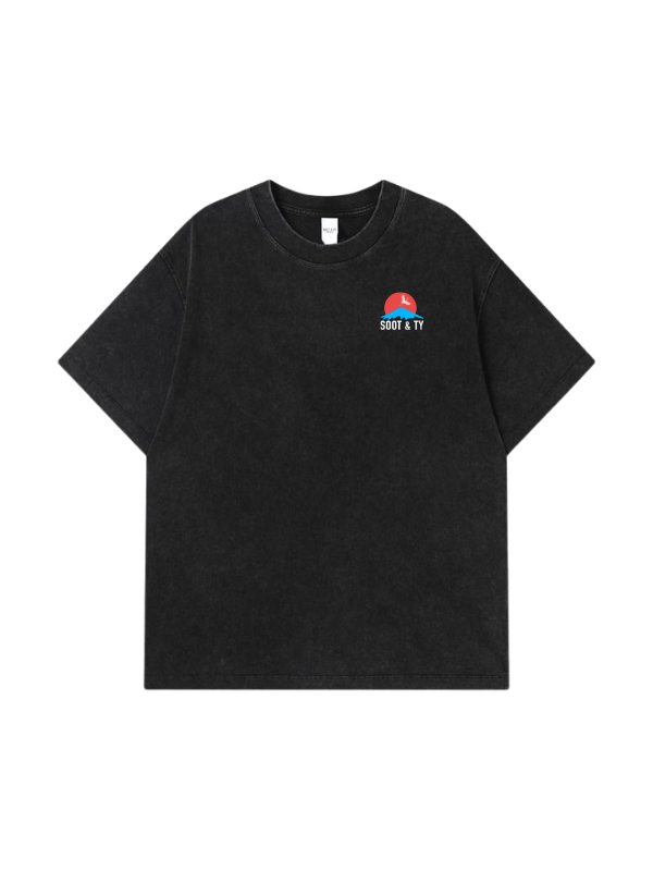 Ribbon Crane Stonewash Graphic Relaxed Fit T-Shirt