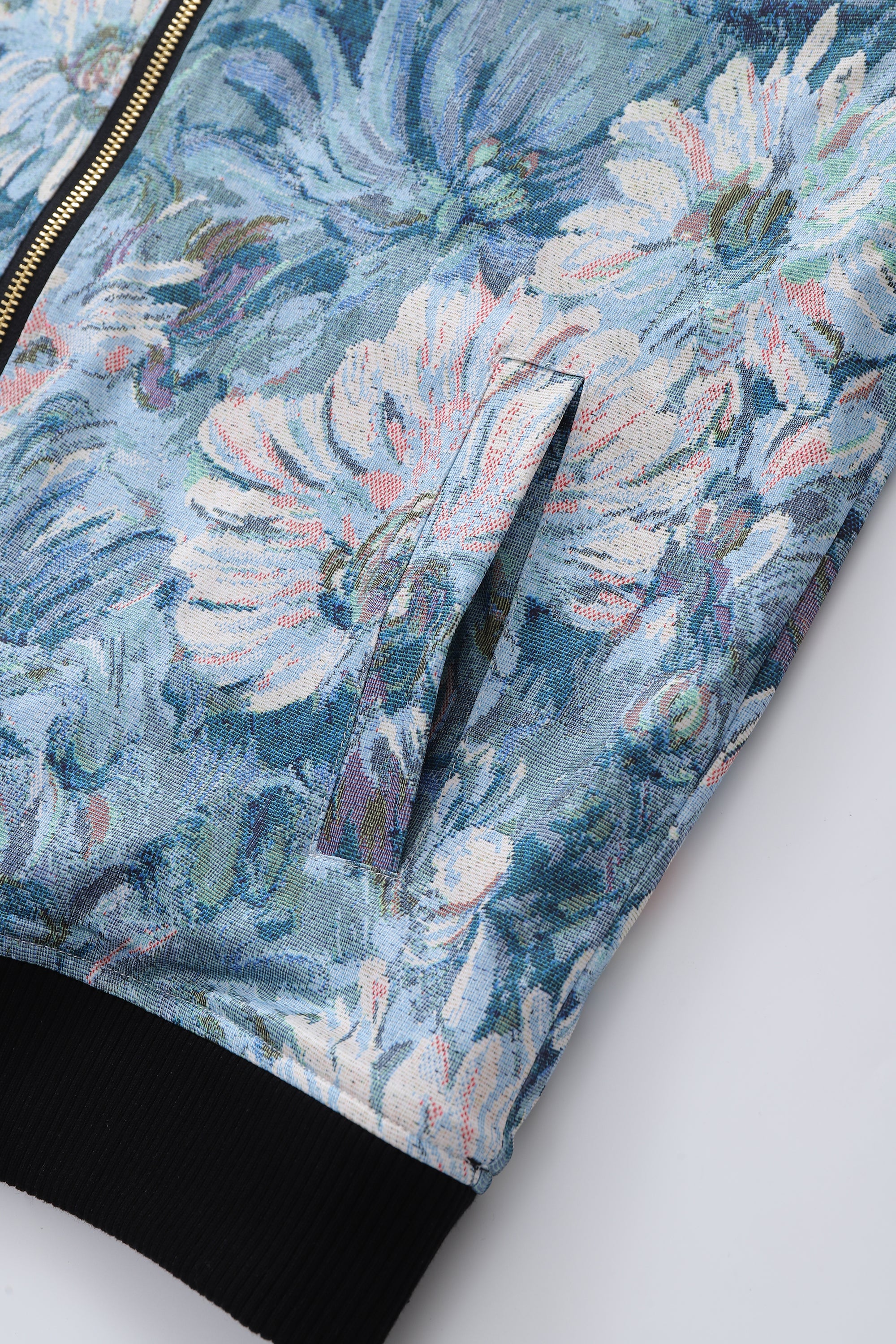 Soot and Ty Reversible Summer Black Floral Bomber Jacket