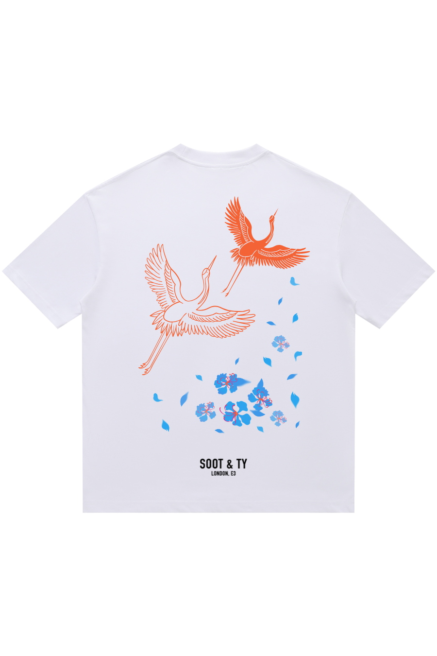 Soot and Ty Orange Cranes Relaxed Fit T-Shirt