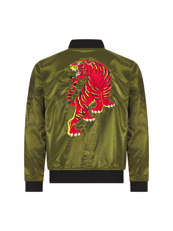 Olive Lumiere Tiger Sukajan Reversible Bomber Jacket