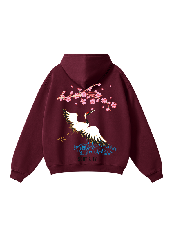 Pretty Crane Reflective Graphic Relaxed Fit Hoodie