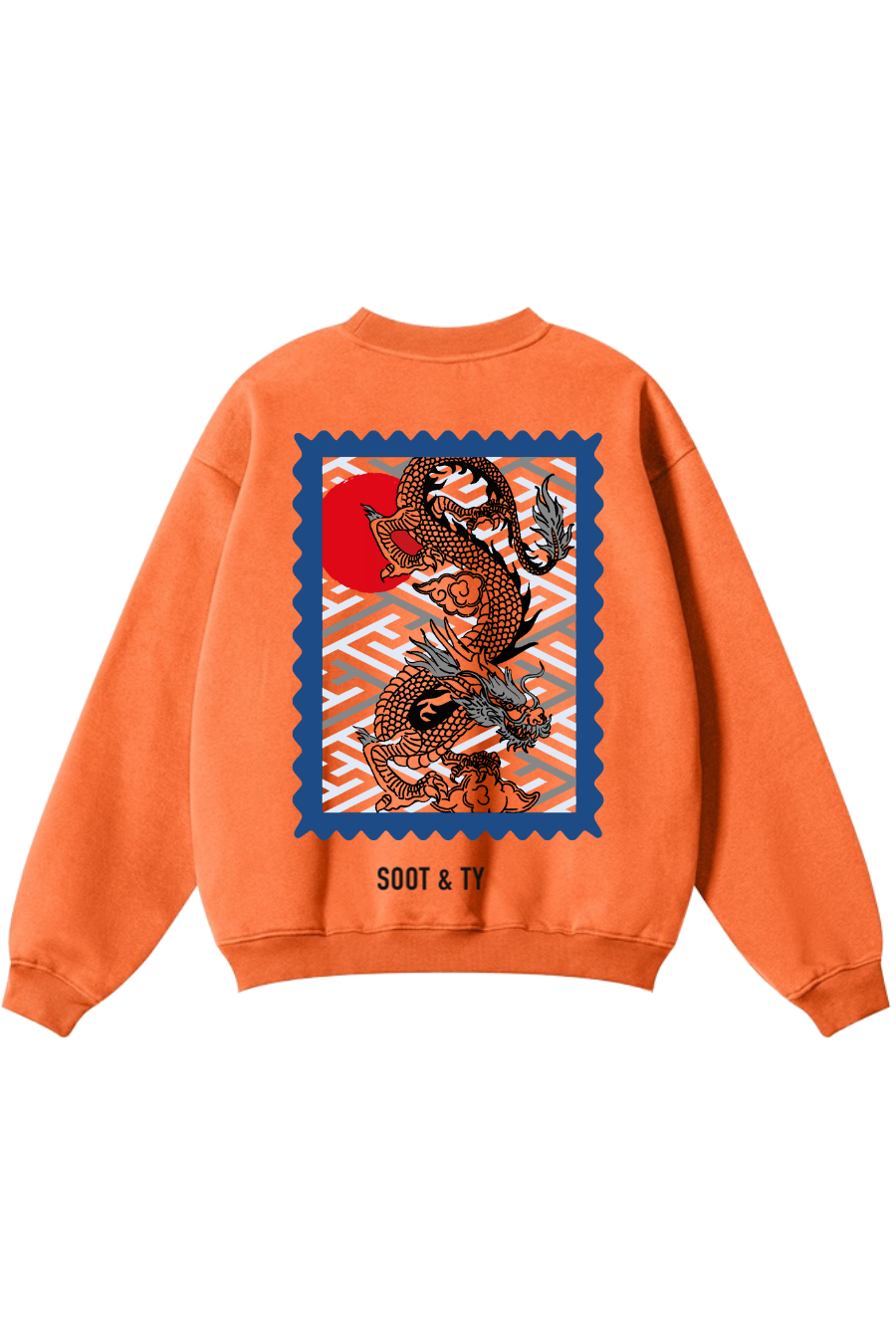 Reflective Dragon Stamp Print Relaxed Fit Sweatshirt