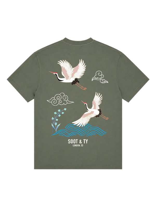 Crane Waves Graphic Relaxed Fit T-Shirt