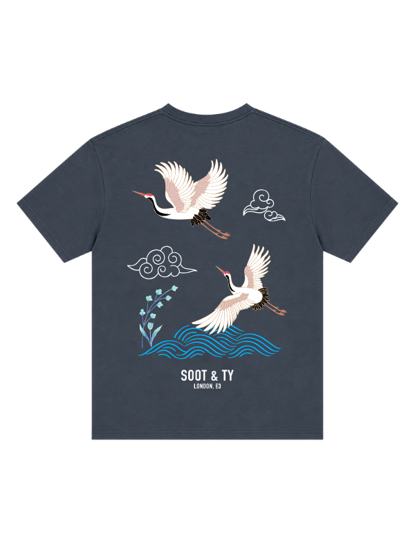 Crane Waves Graphic Relaxed Fit T-Shirt