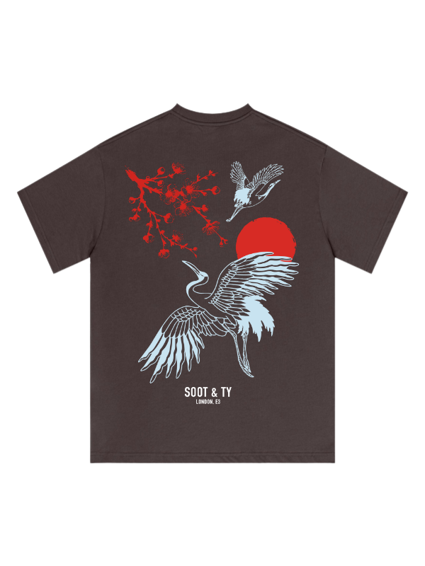 Plum Crane Graphic Relaxed Fit T-Shirt